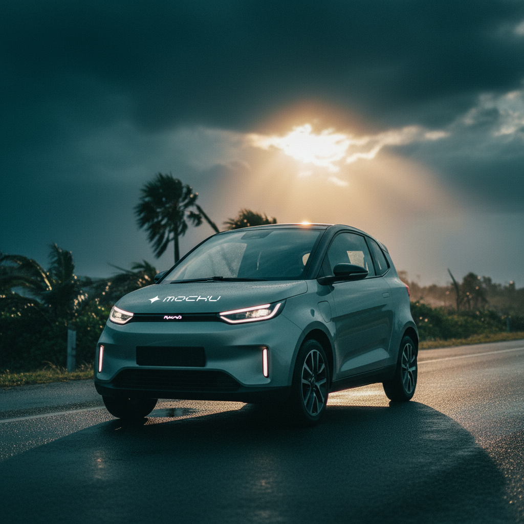 Small Courier Car Tropical Storm Coast mockup