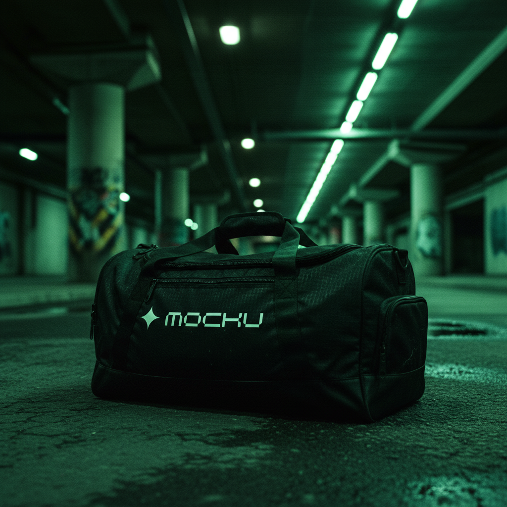 Large Sports Duffel Bag Green Neon Underpass mockup