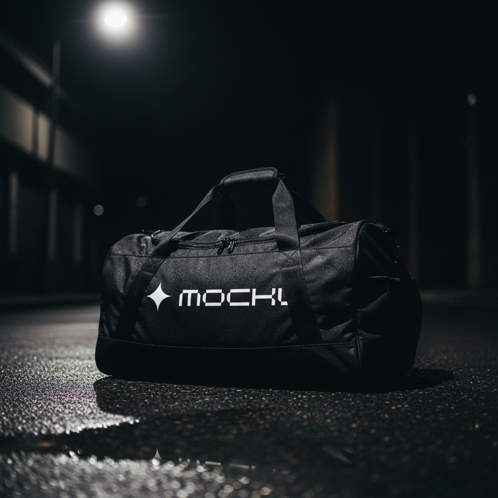 Large Sports Duffel Bag Wet Asphalt Spotlight mockup