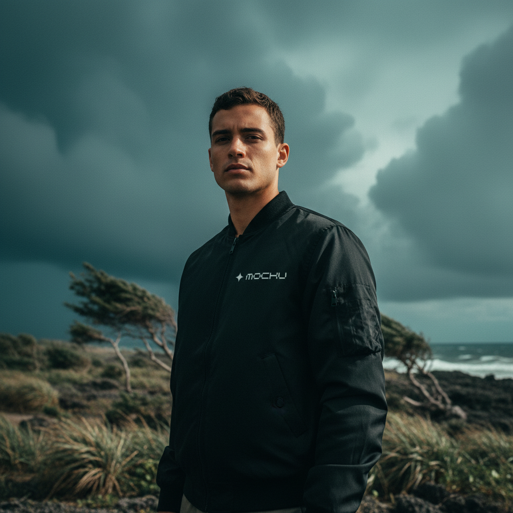 Bomber Jacket Tropical Storm Coast mockup