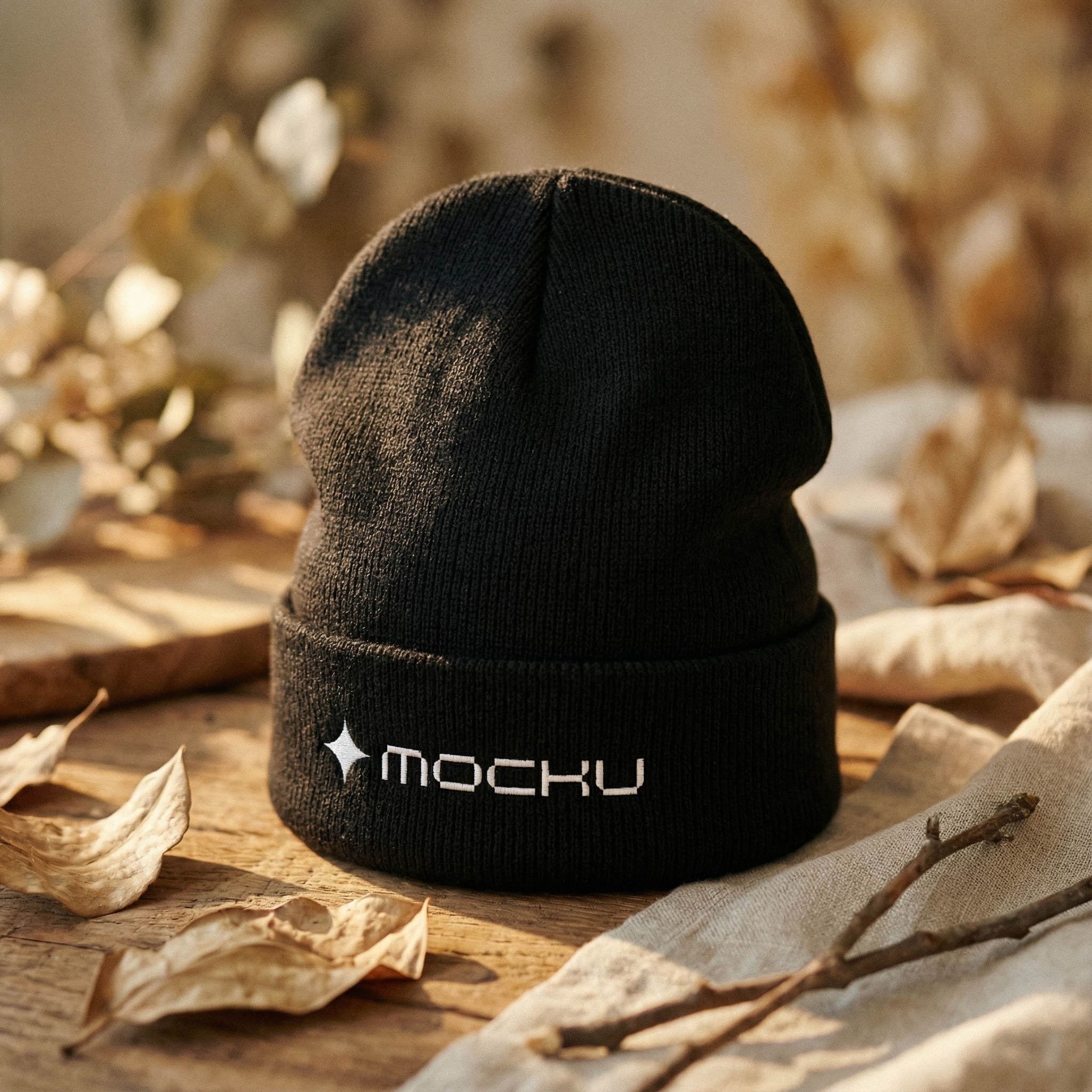 Beanie Warm Botanical Editorial mockup