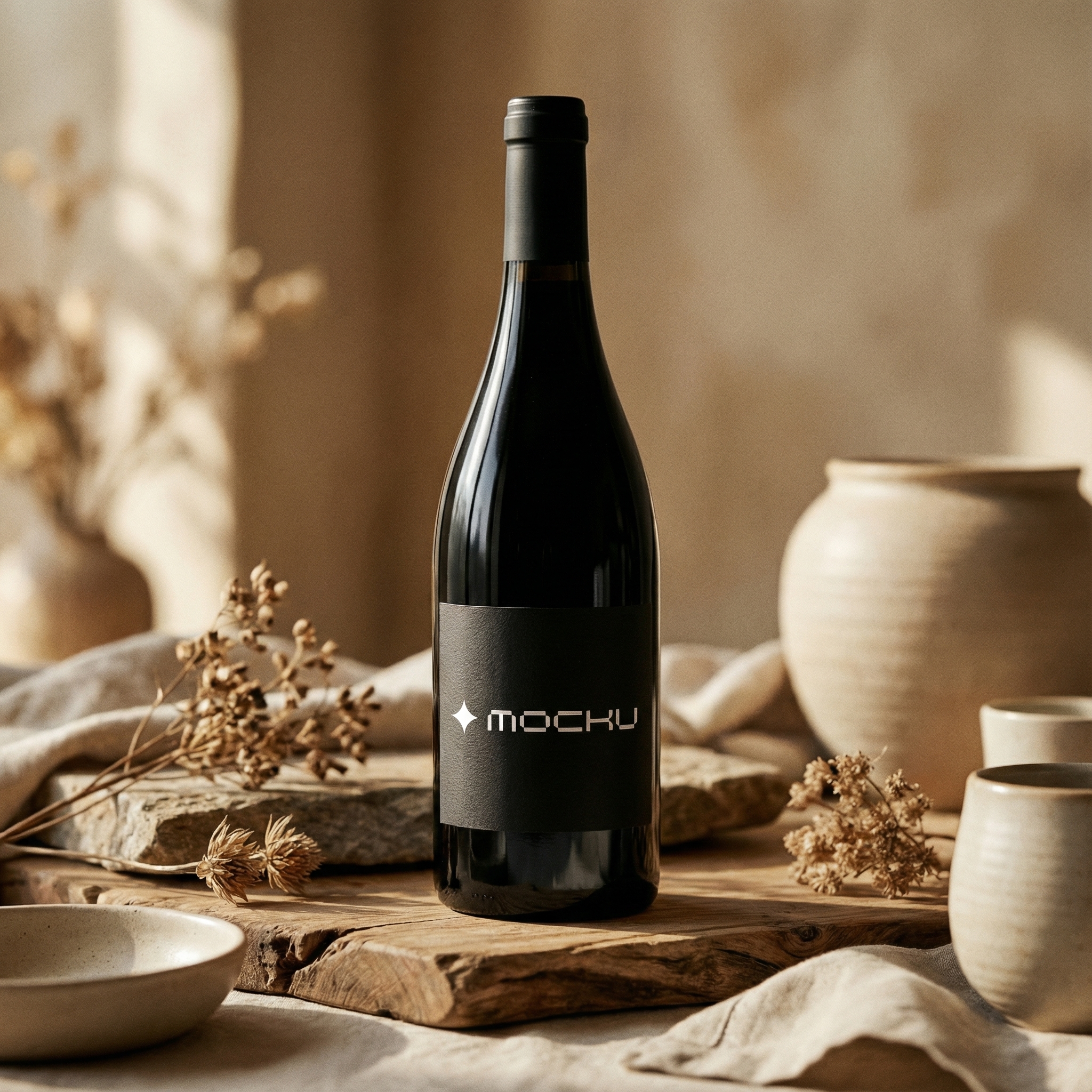 Wine Bottle Minimal White mockup