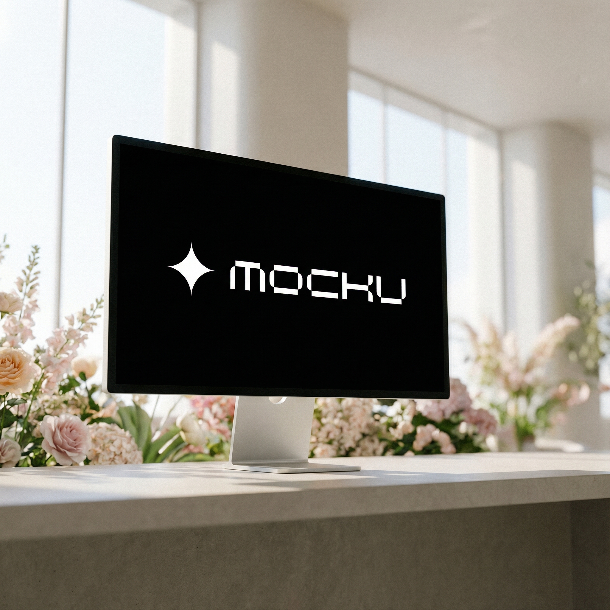 Apple Studio Display Futuristic Floral Dream mockup