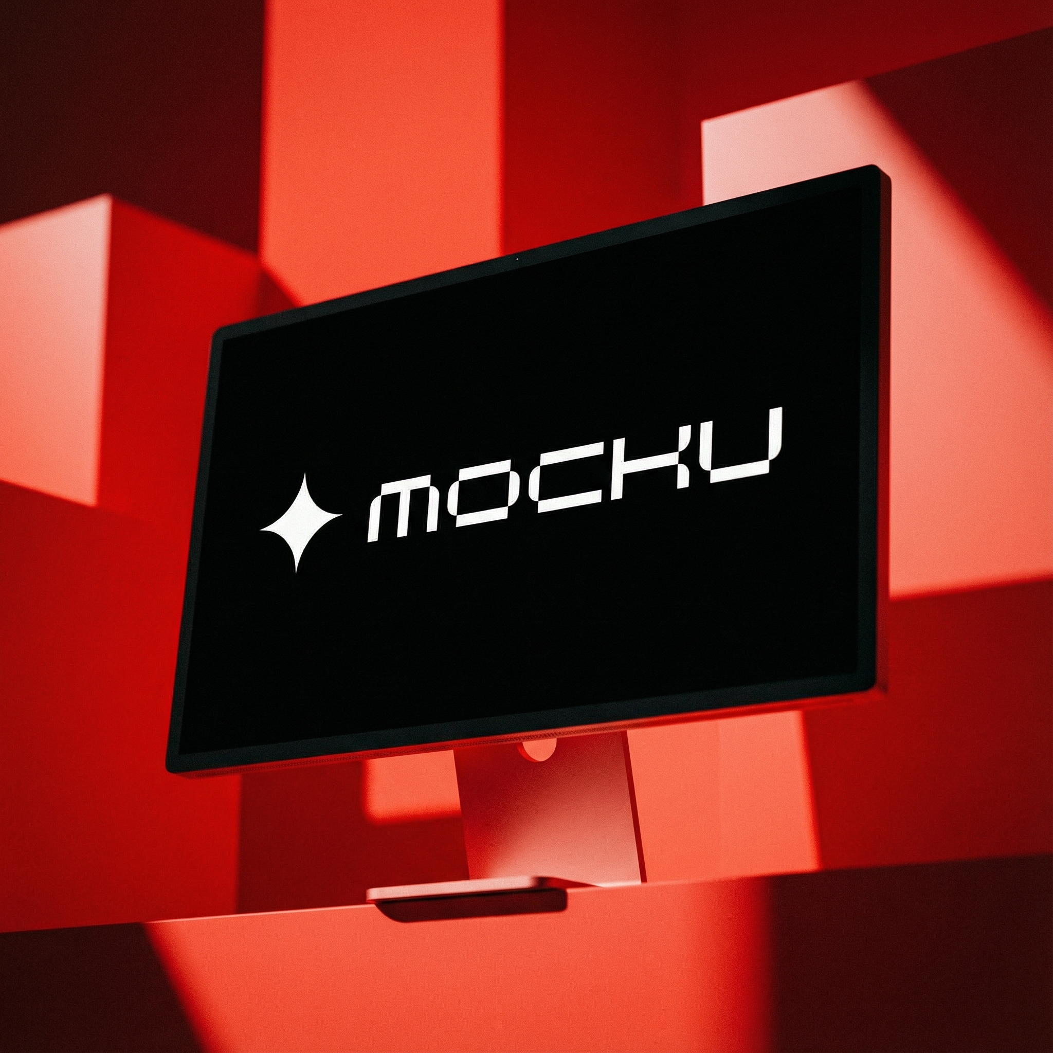 Apple Studio Display Bold Red Graphic Studio mockup