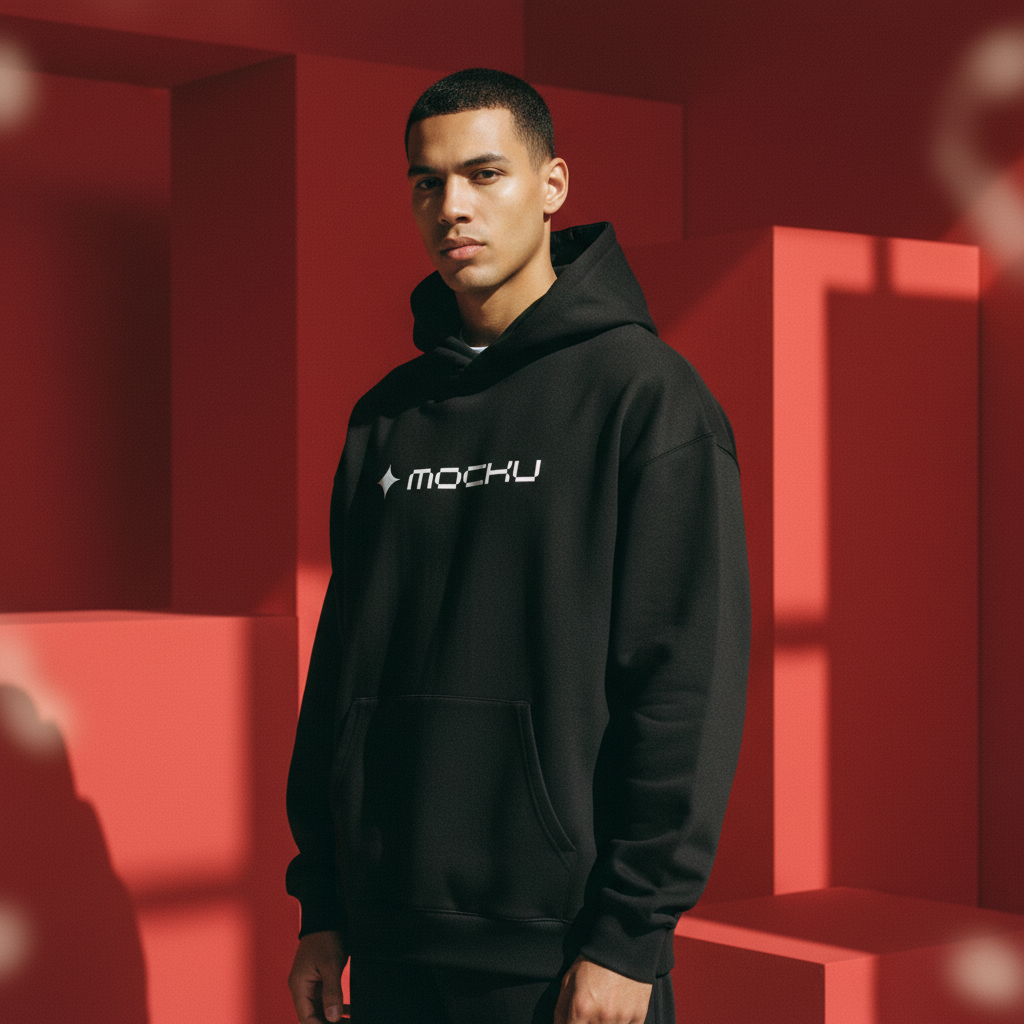 Hoodie Bold Red Graphic Studio mockup