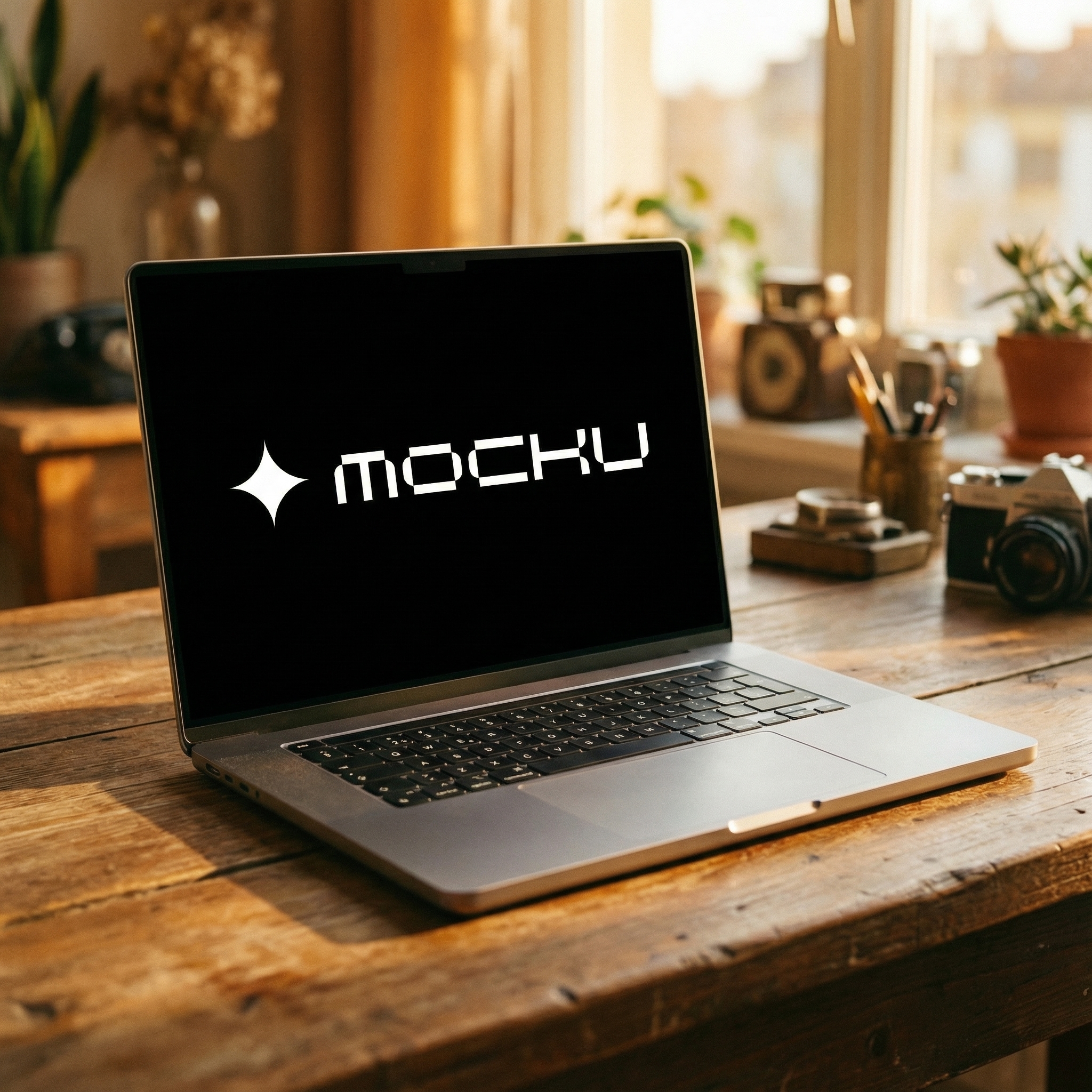 MacBook Pro Golden Nostalgia Editorial mockup