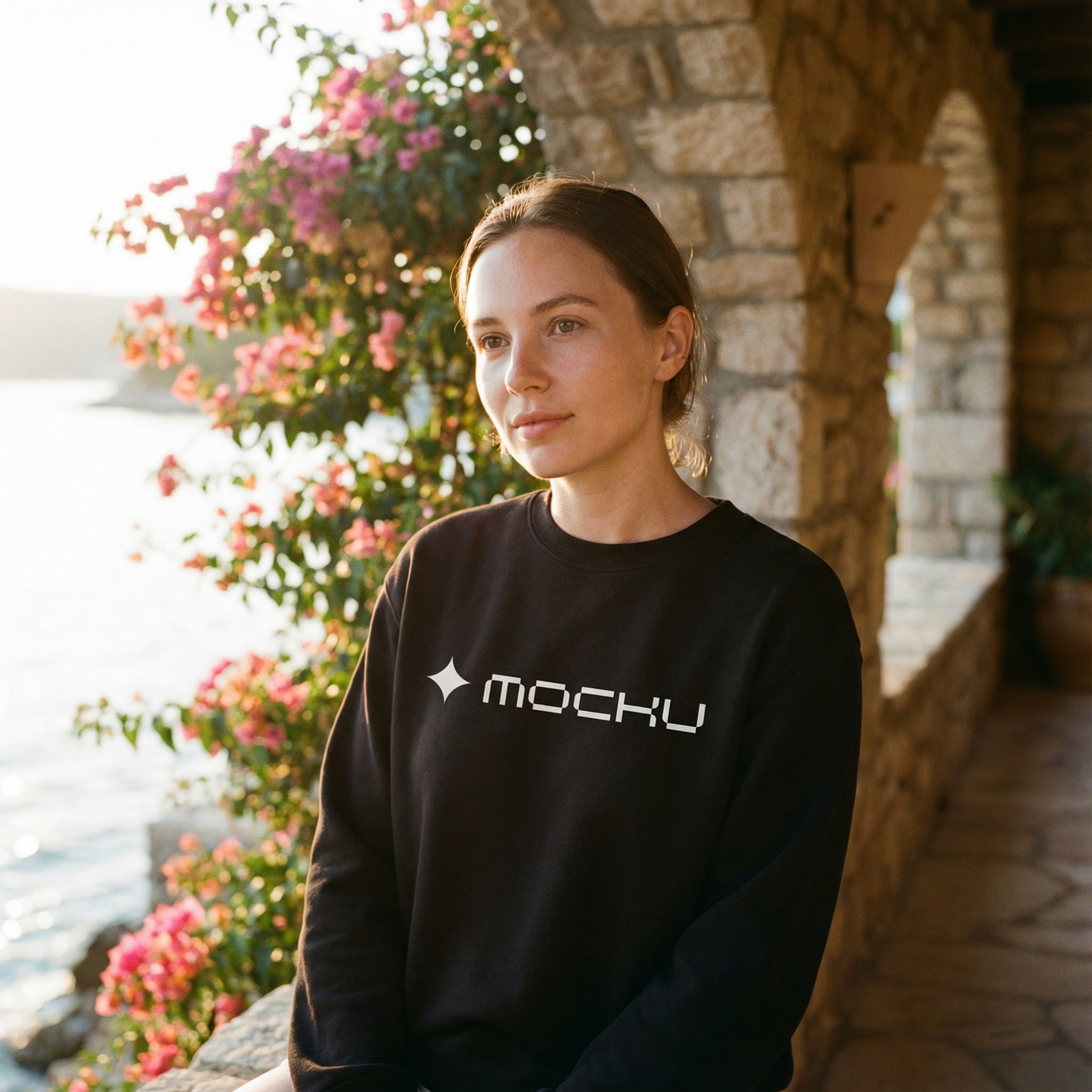 Sweatshirt Mediterranean Sunset Lifestyle mockup