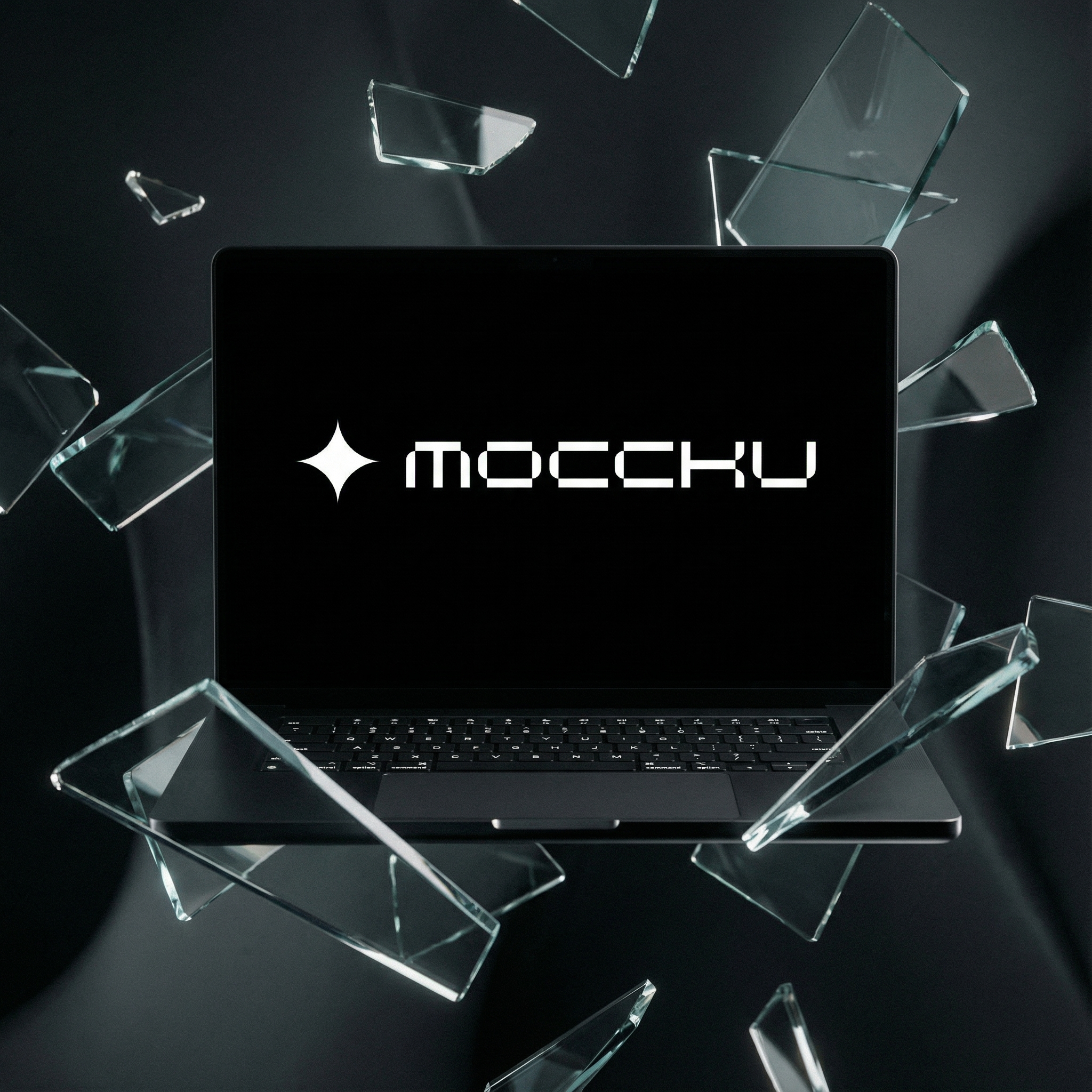 MacBook Pro Glass Shards In Suspension mockup