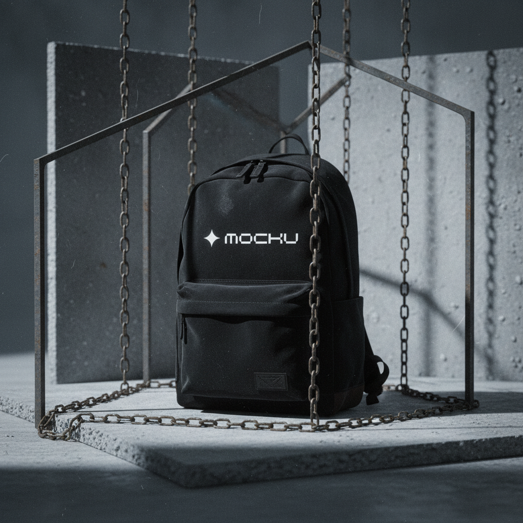 Backpack Concrete Chains Industrial mockup