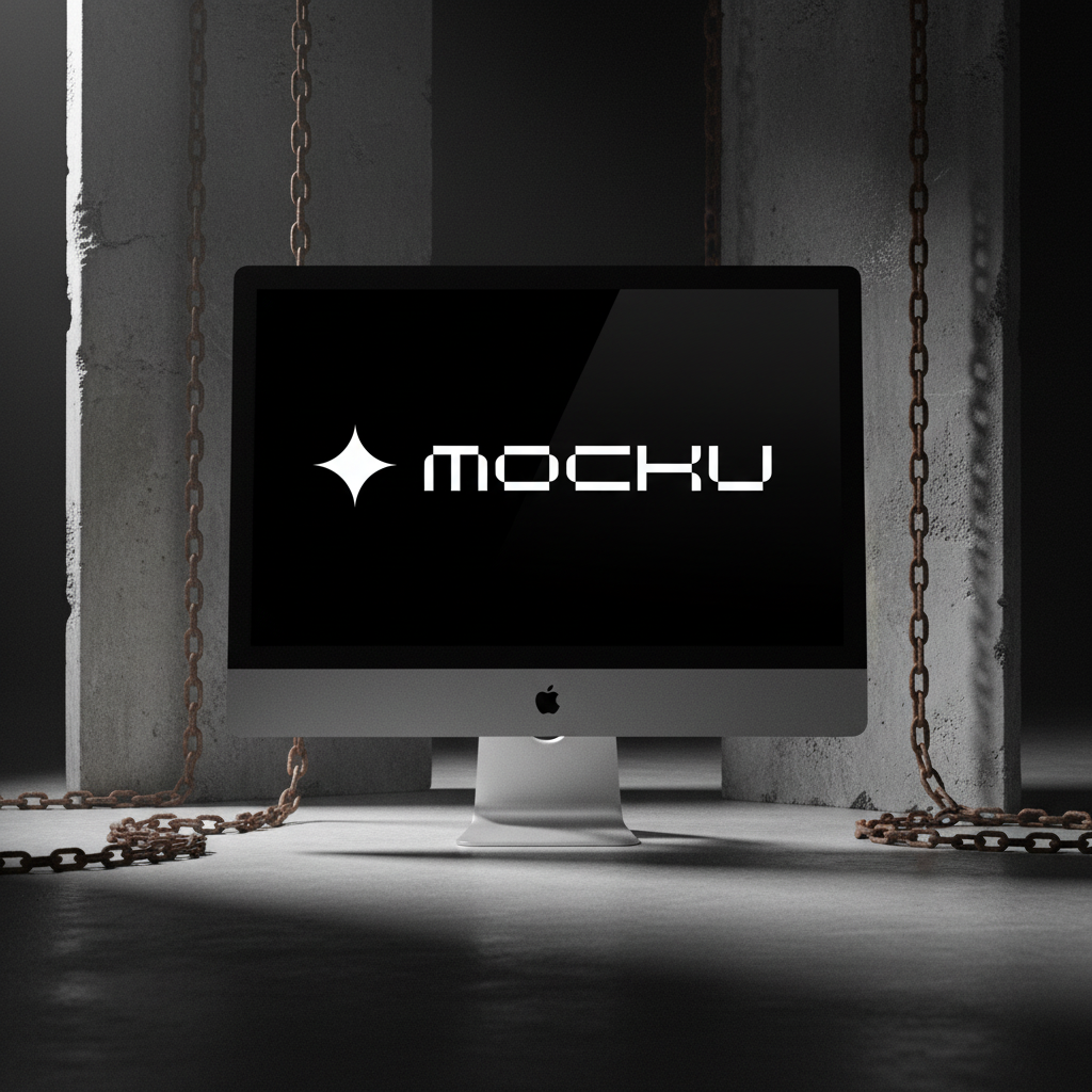 Apple Studio Display Concrete Chains Industrial mockup