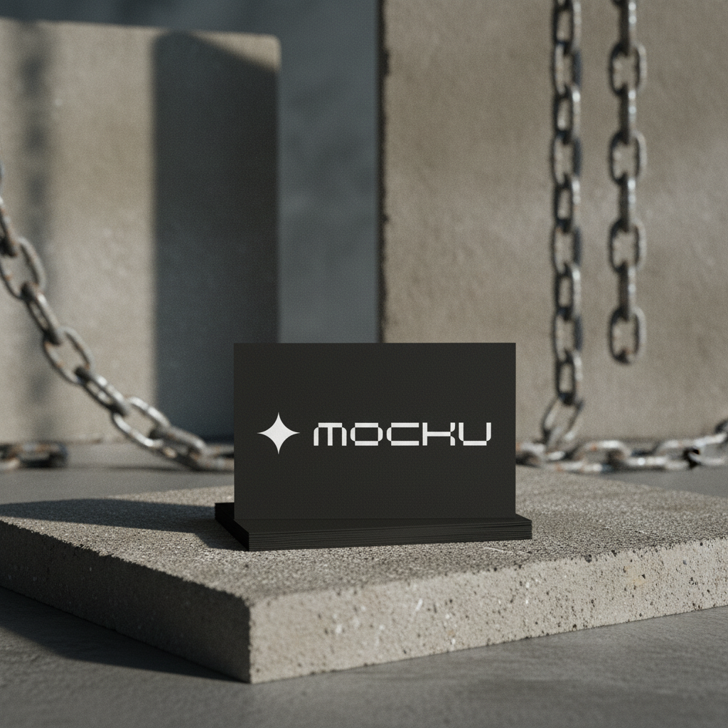 Business Card Concrete Chains Industrial mockup