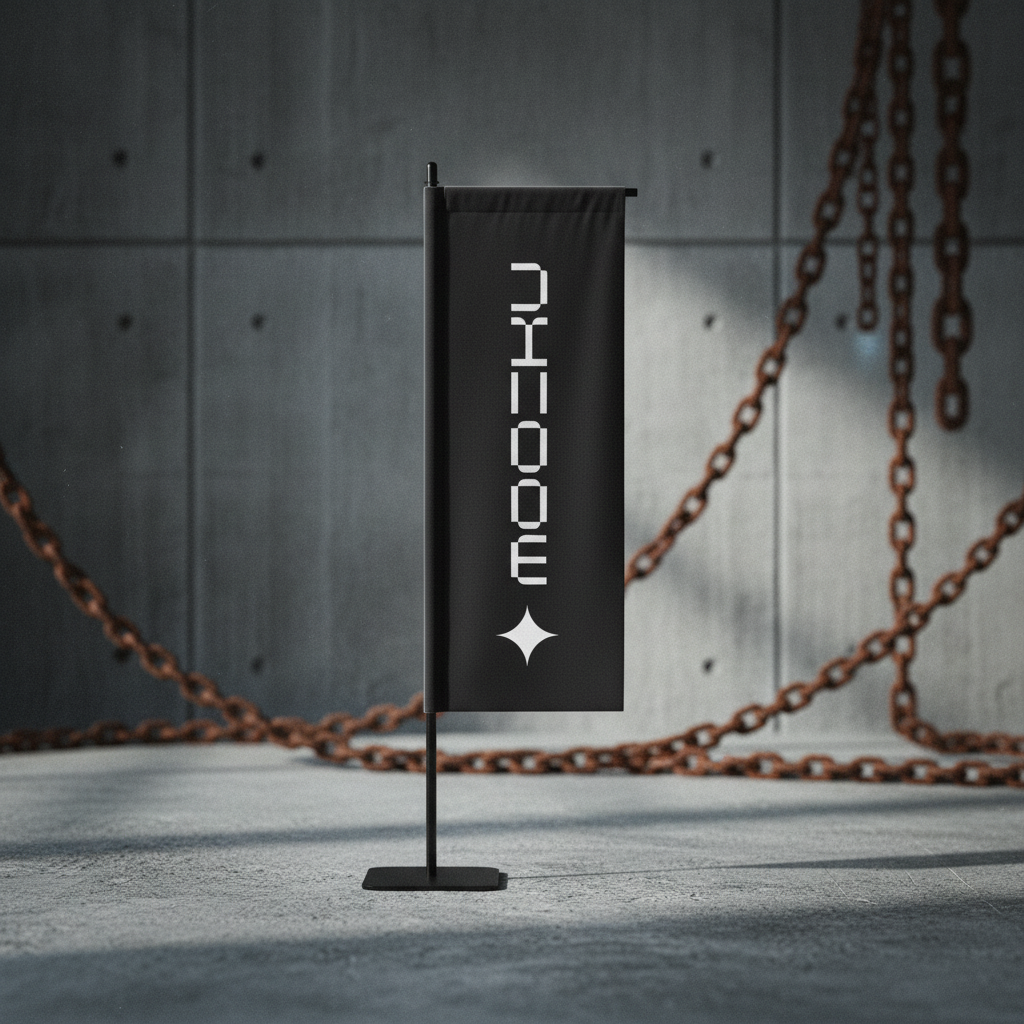 Beach Flag Concrete Chains Industrial mockup