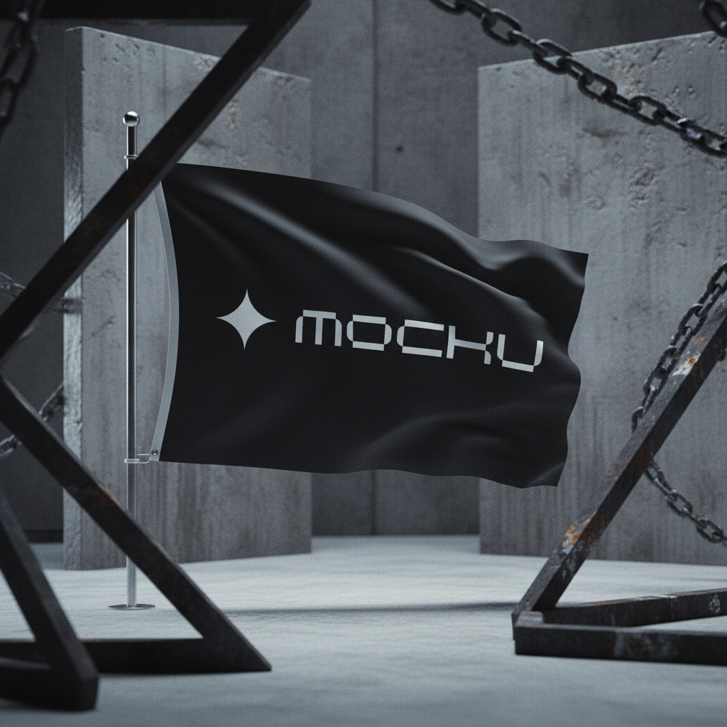 Flag Concrete Chains Industrial mockup
