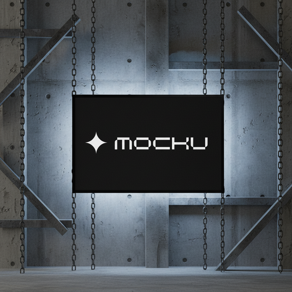 Signboard Concrete Chains Industrial mockup