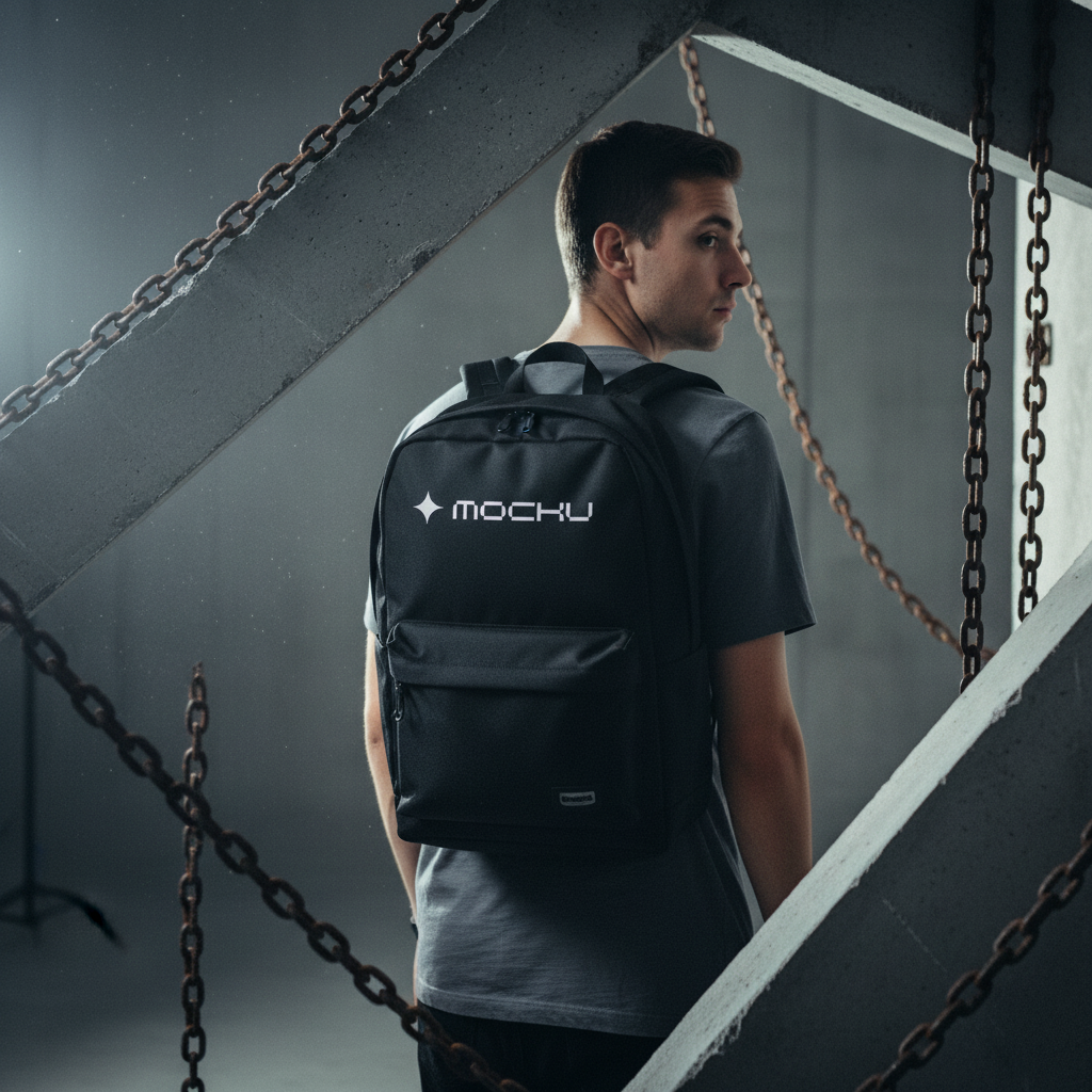 Backpack Concrete Chains Industrial mockup