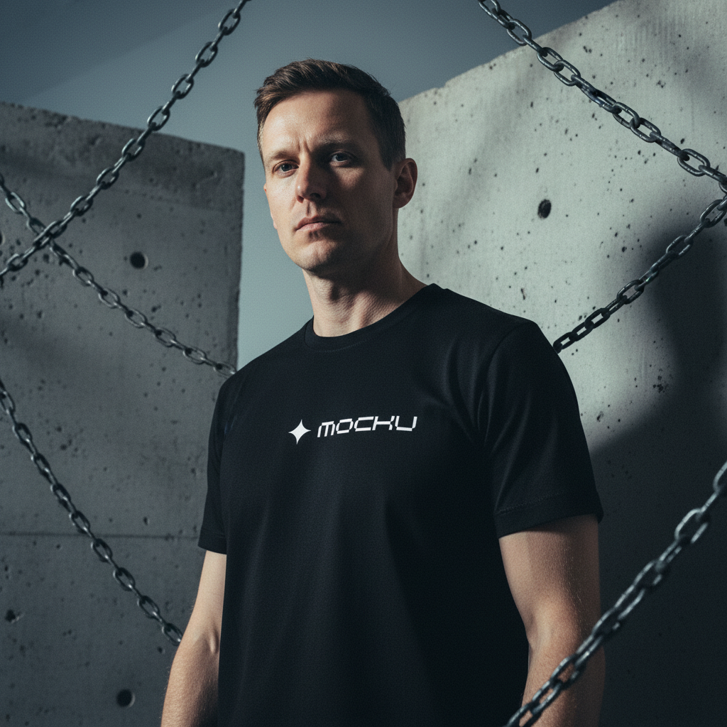 T-Shirt Concrete Chains Industrial mockup