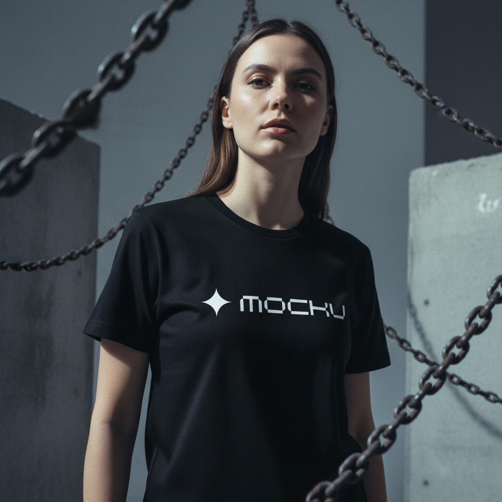 T-Shirt Concrete Chains Industrial mockup