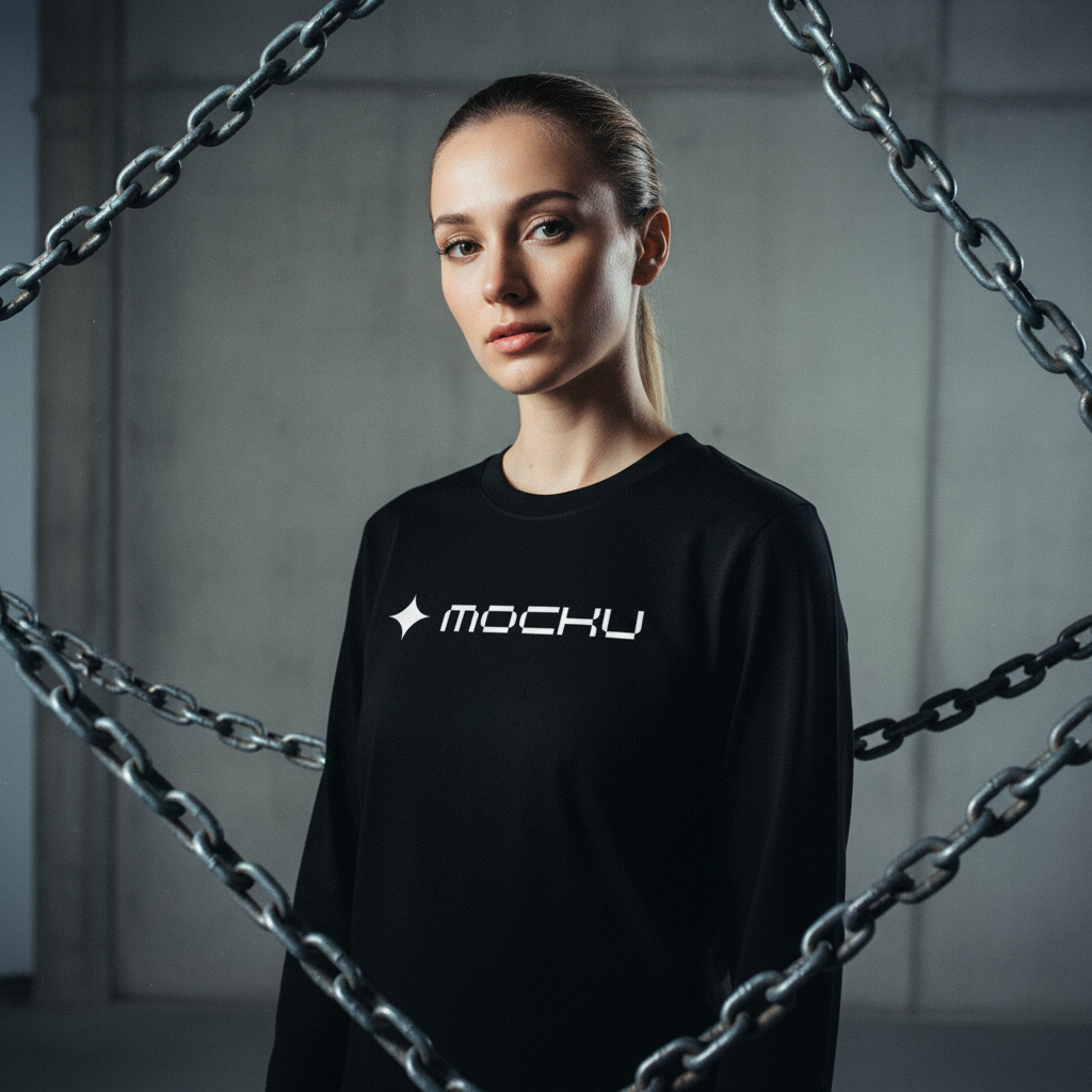 Long Sleeve Concrete Chains Industrial mockup