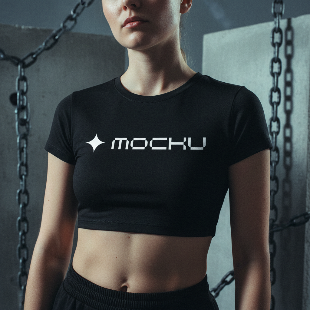 Crop Top Concrete Chains Industrial mockup