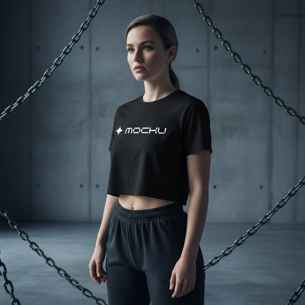 Crop Top Concrete Chains Industrial mockup