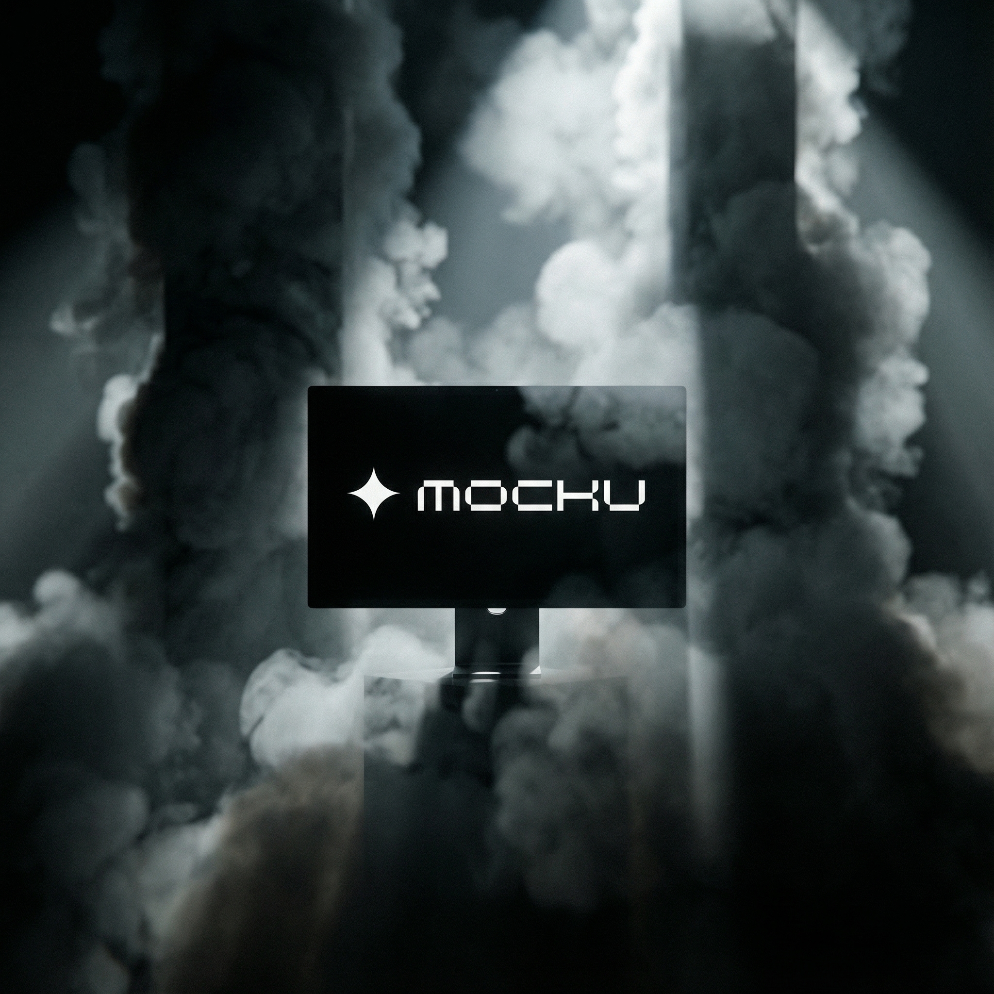 Apple Studio Display Smoke Forms Light Beams mockup