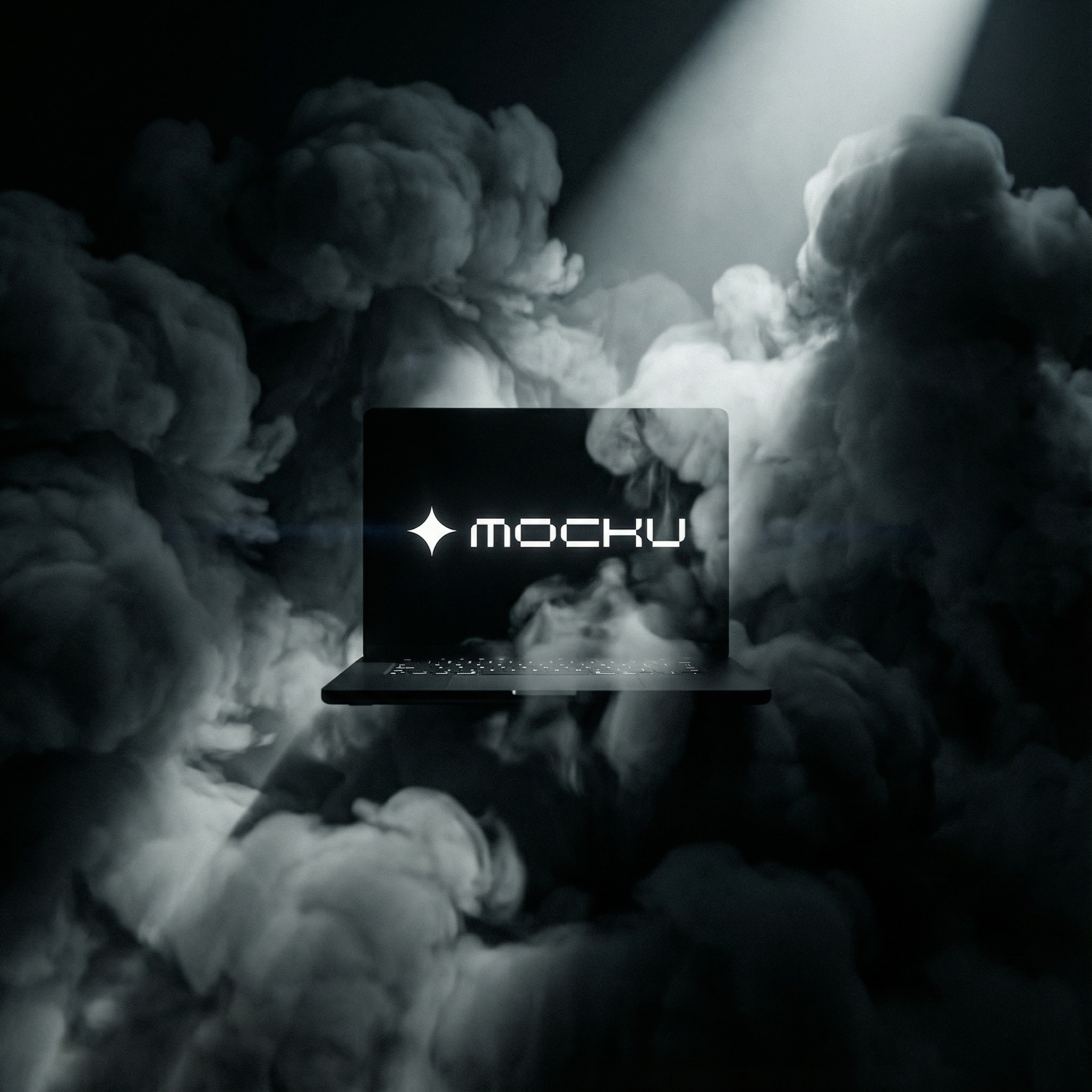 MacBook Pro Smoke Forms Light Beams mockup