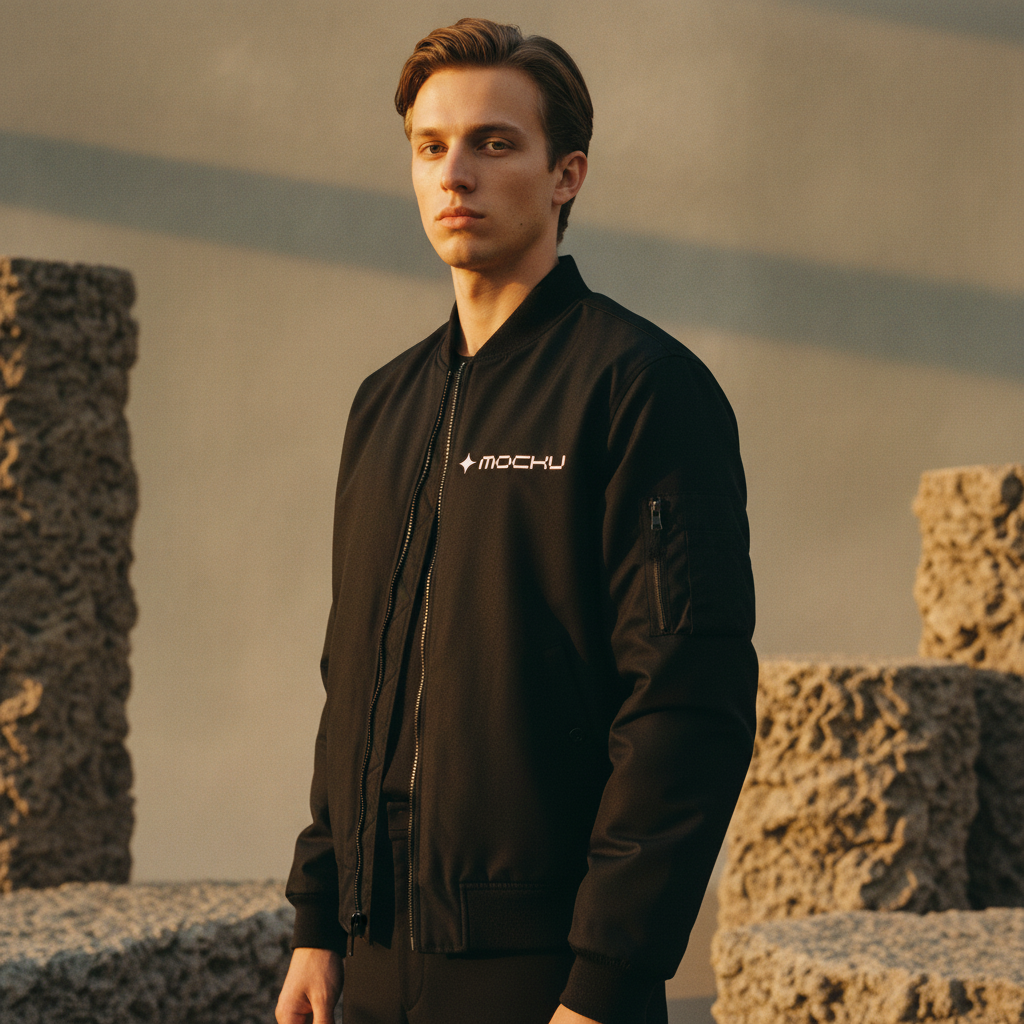 Bomber Jacket Botanical Stone mockup