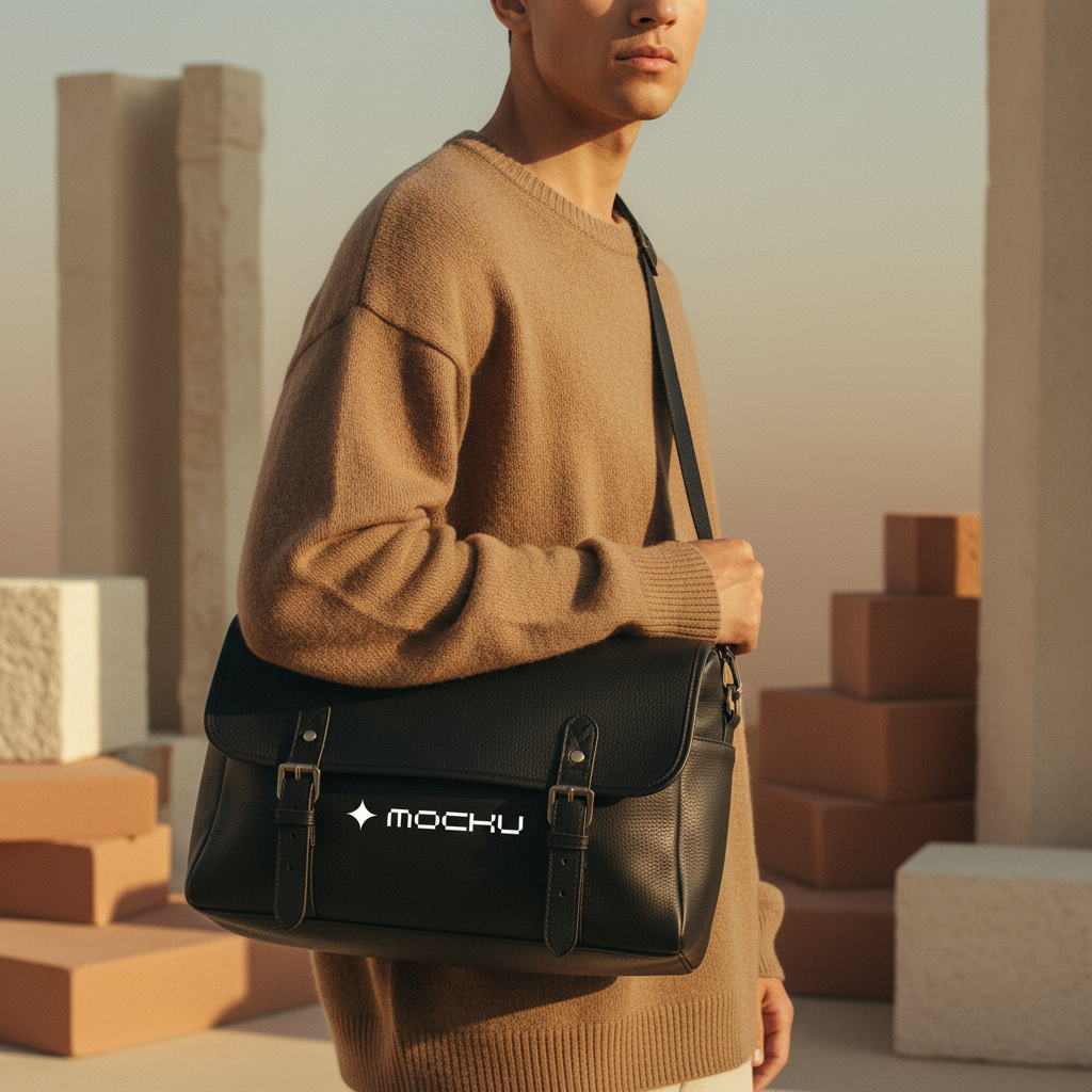 Buckled Travel Bag Botanical Stone mockup