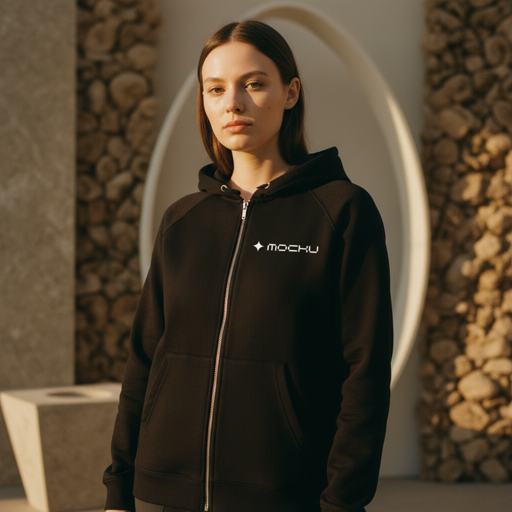 Zip Hoodie Botanical Stone mockup