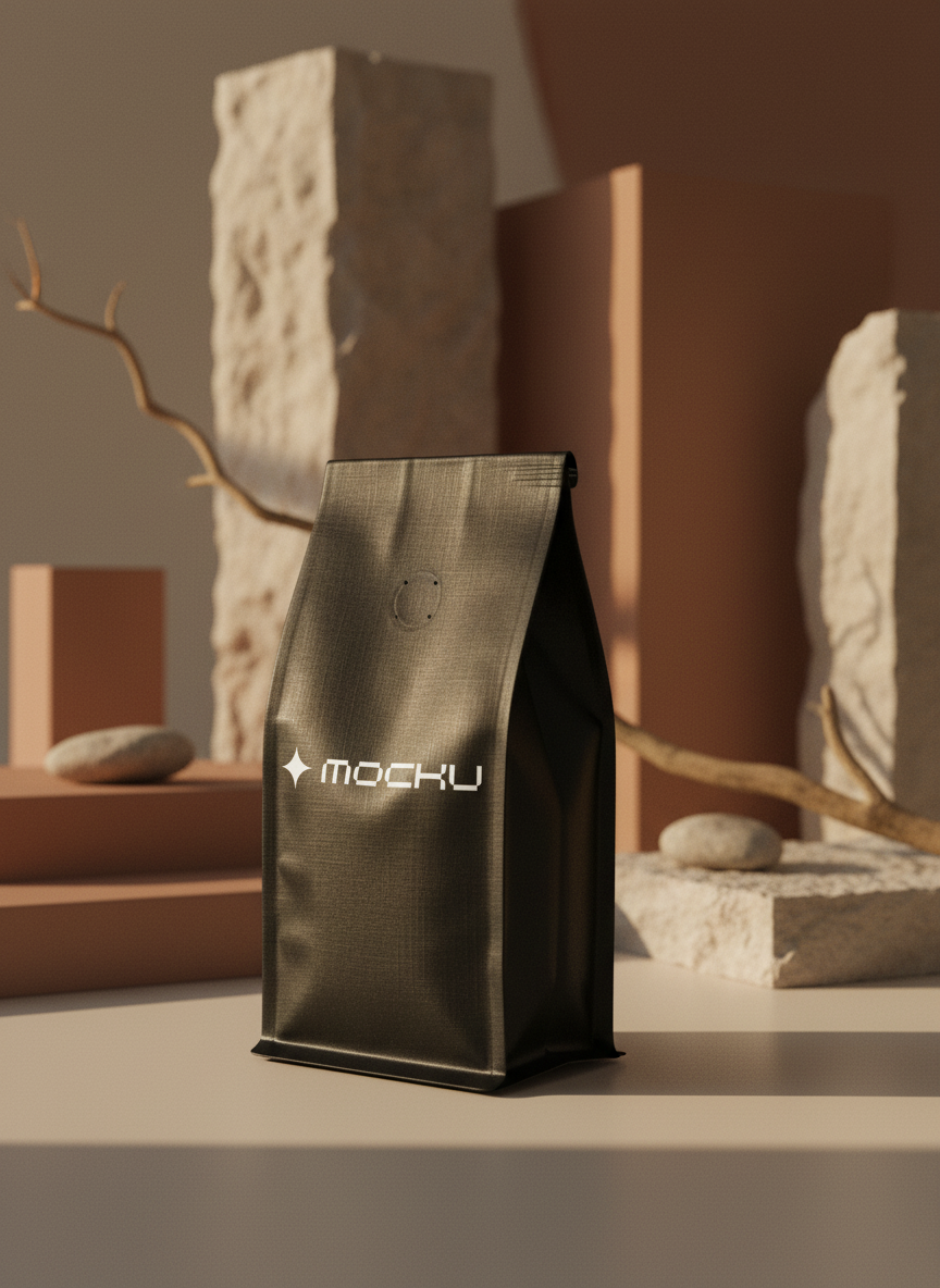 Coffee Bean Bag Minimal White mockup