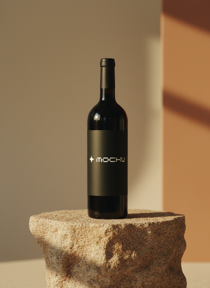 Wine Bottle Minimal White mockup