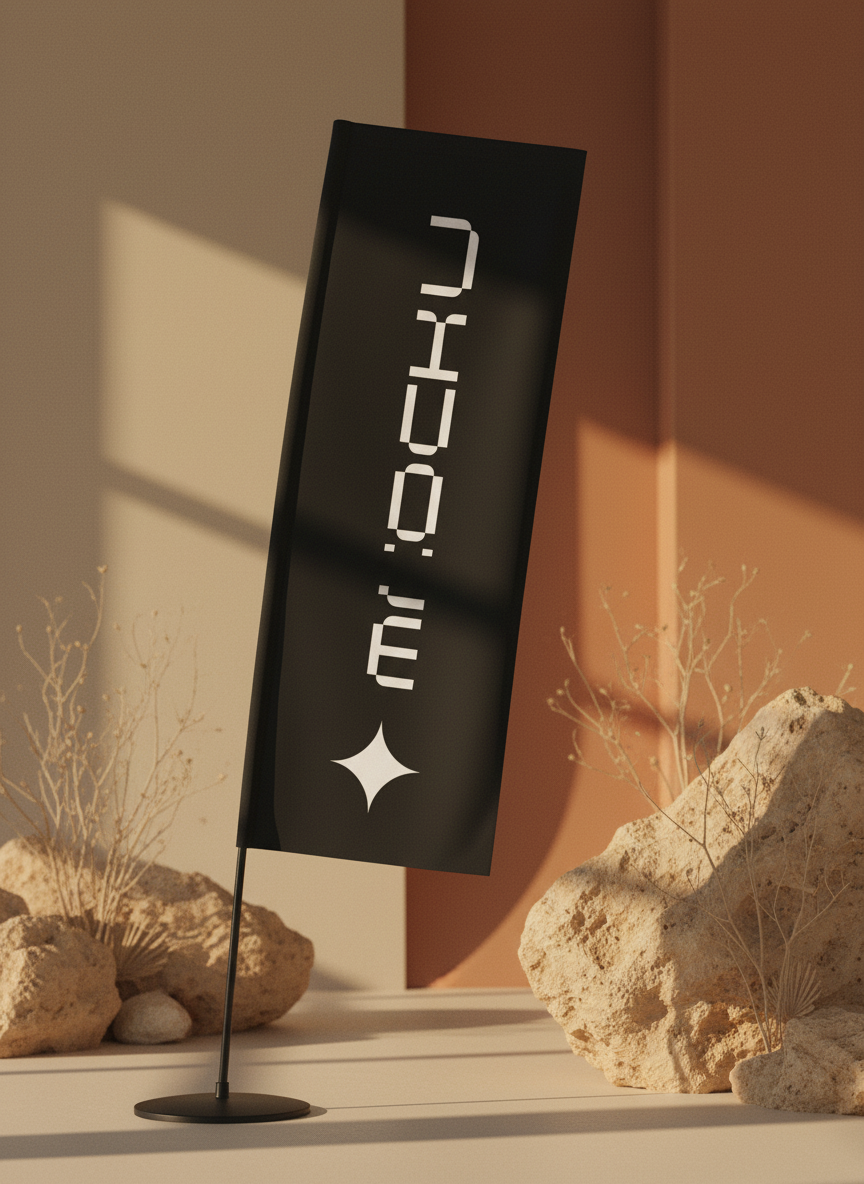 Beach Flag Botanical Stone mockup