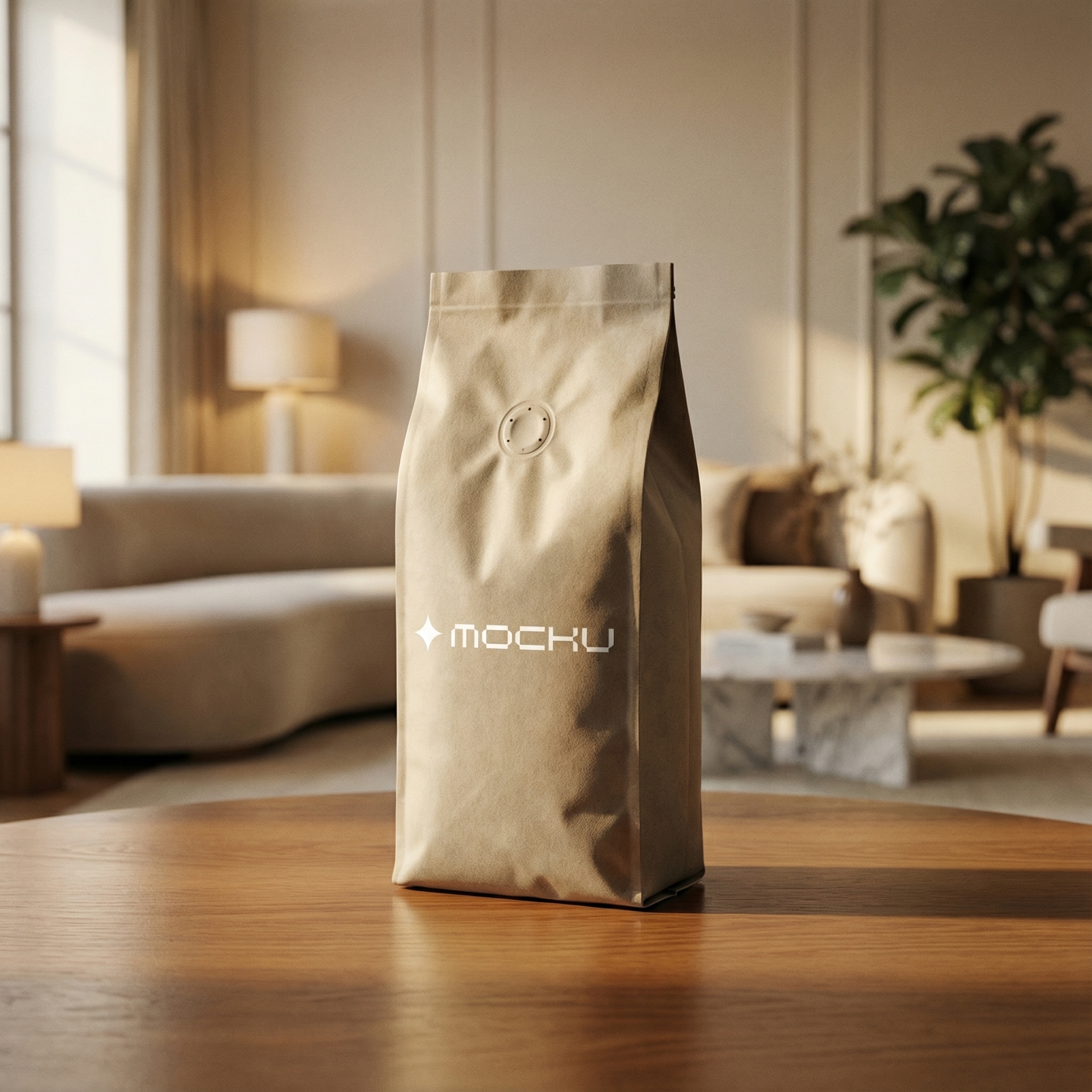 Coffee Bean Bag Premium Lifestyle Interior mockup