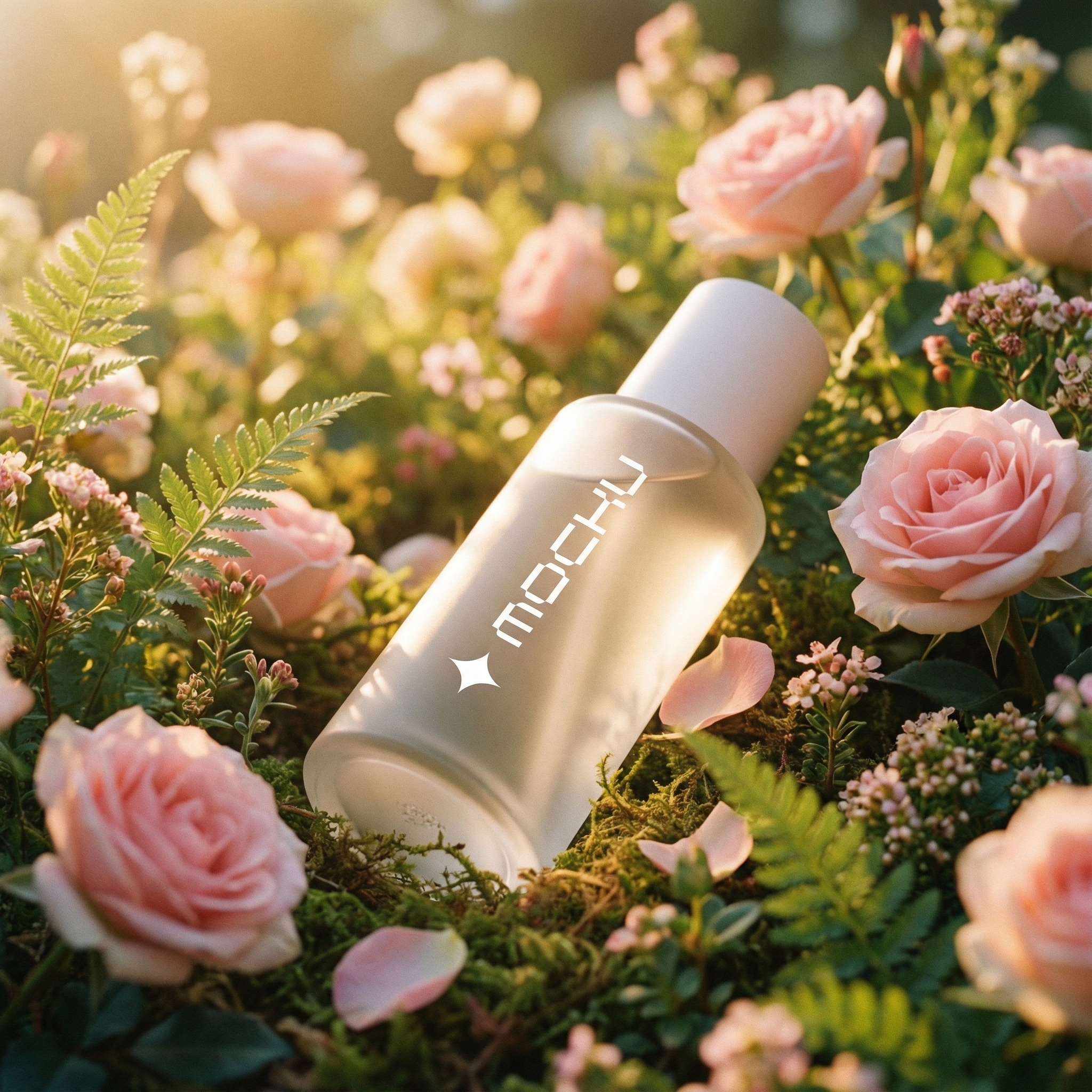 Cosmetic Bottle Garden Fantasy Lifestyle Scene mockup
