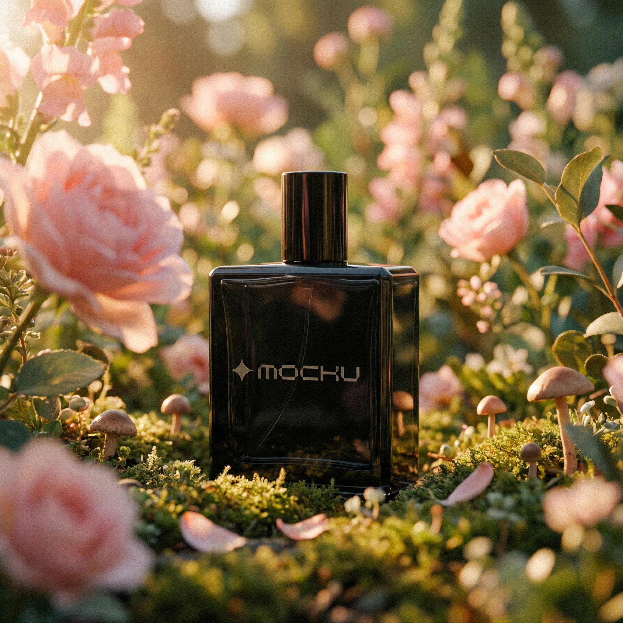 Perfume Bottle Garden Fantasy Lifestyle Scene mockup