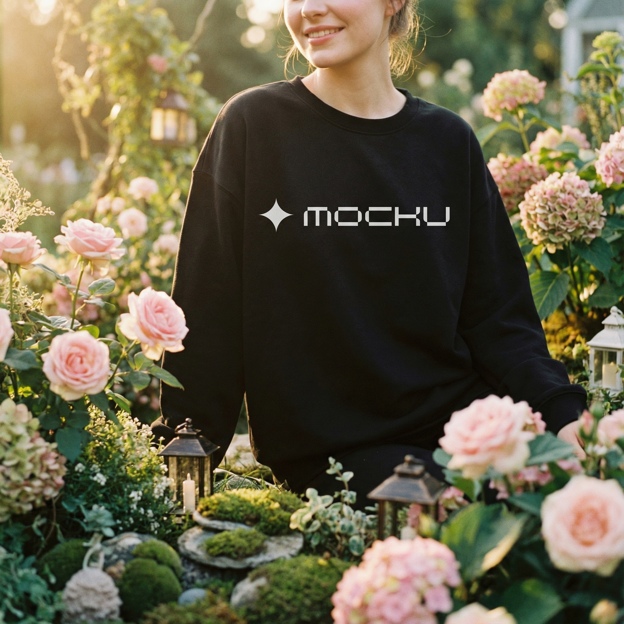 Sweatshirt Garden Fantasy Lifestyle Scene mockup