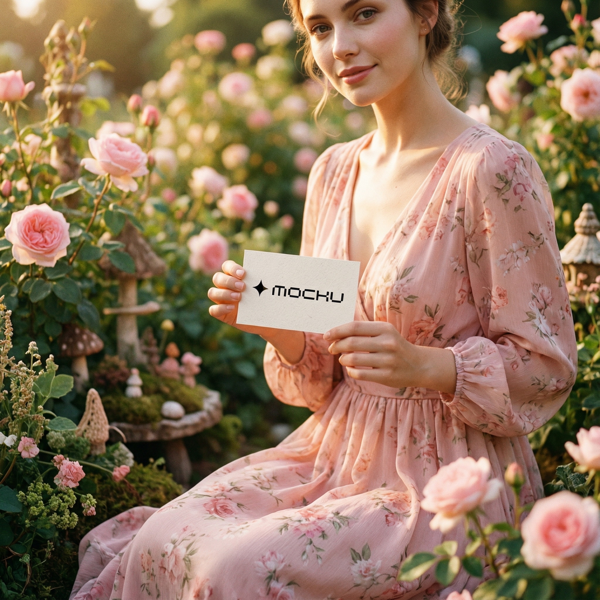 Business Card Garden Fantasy Lifestyle Scene mockup