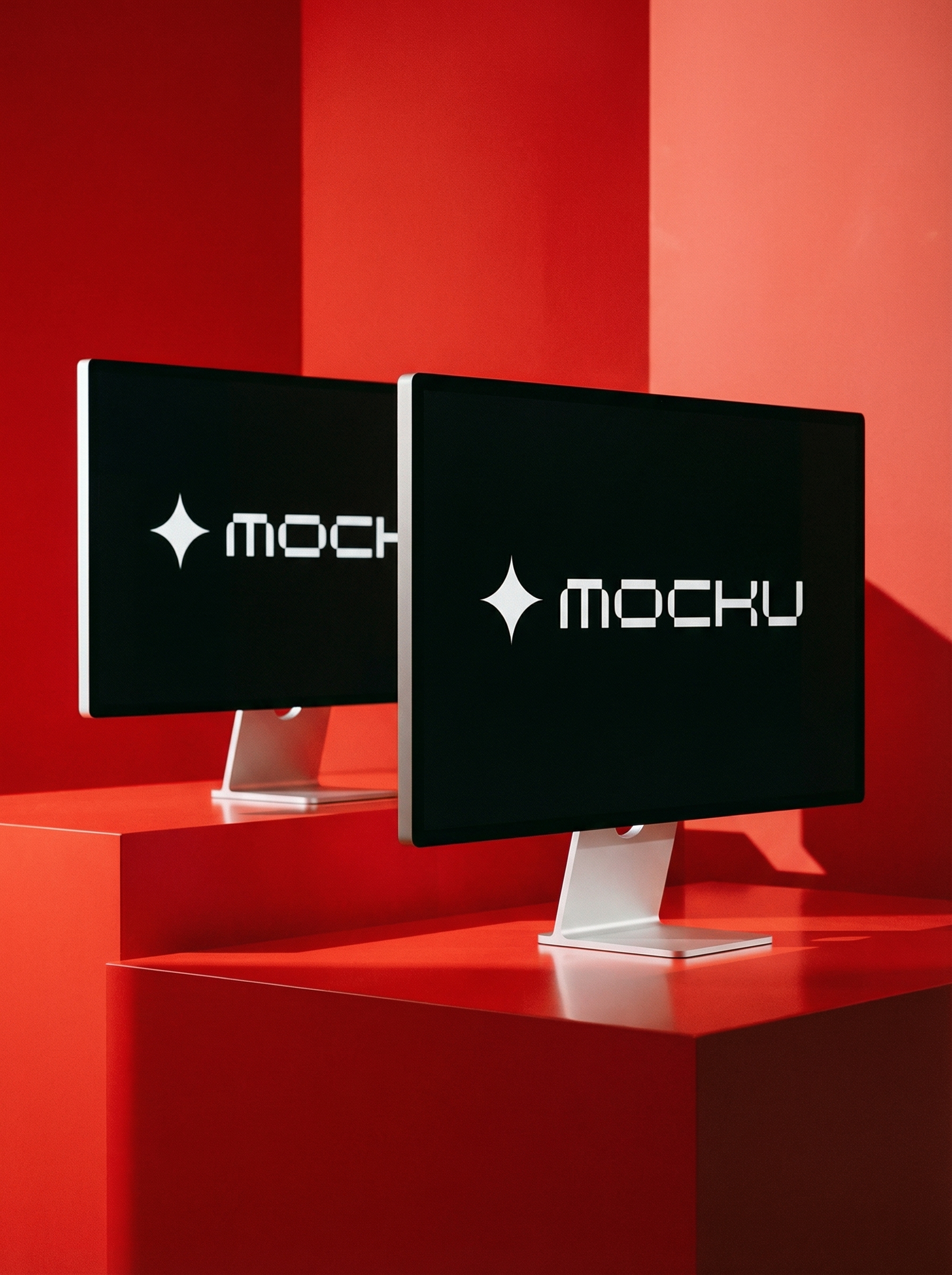 Apple Studio Display Bold Red Graphic Studio mockup