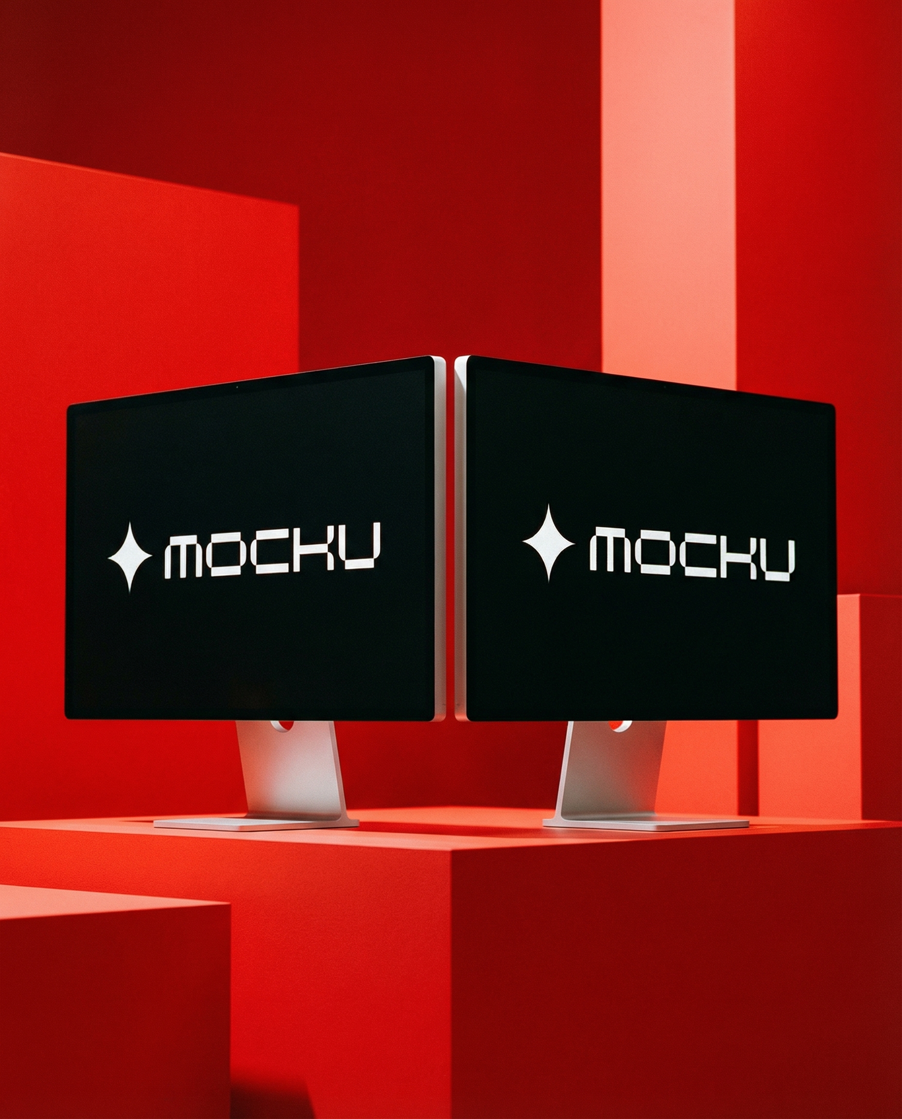 Apple Studio Display Bold Red Graphic Studio mockup