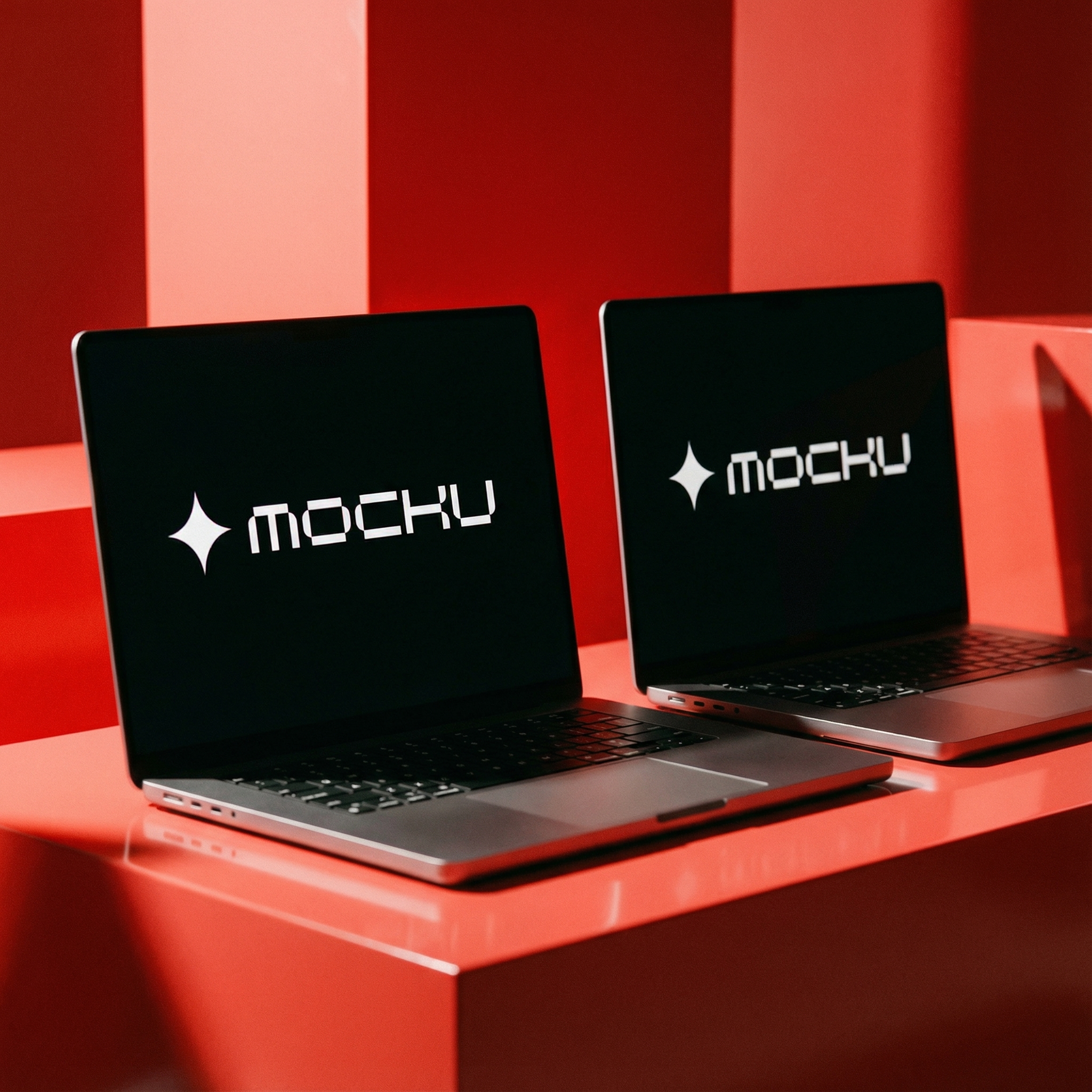 MacBook Pro Bold Red Graphic Studio mockup