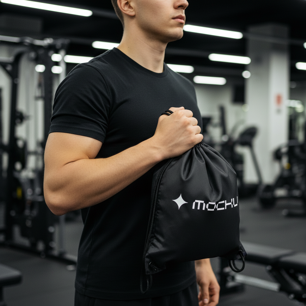 Gym Drawstring Bag Minimal Light mockup