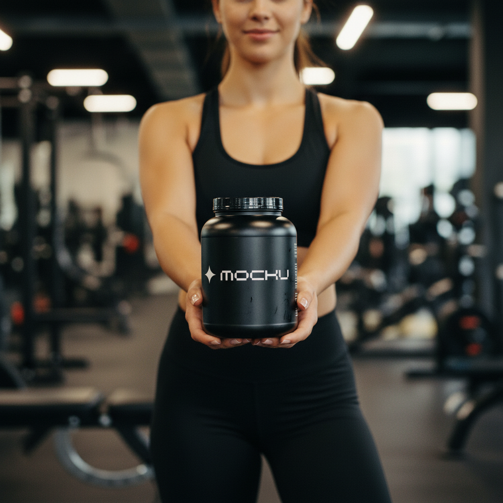 Protein Powder Tub Minimal Light mockup