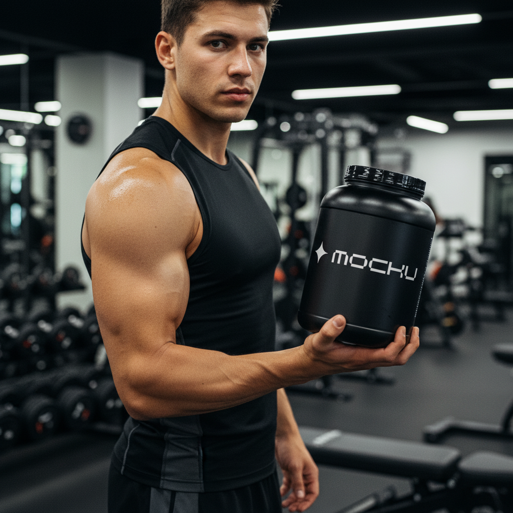 Protein Powder Tub Minimal Light mockup