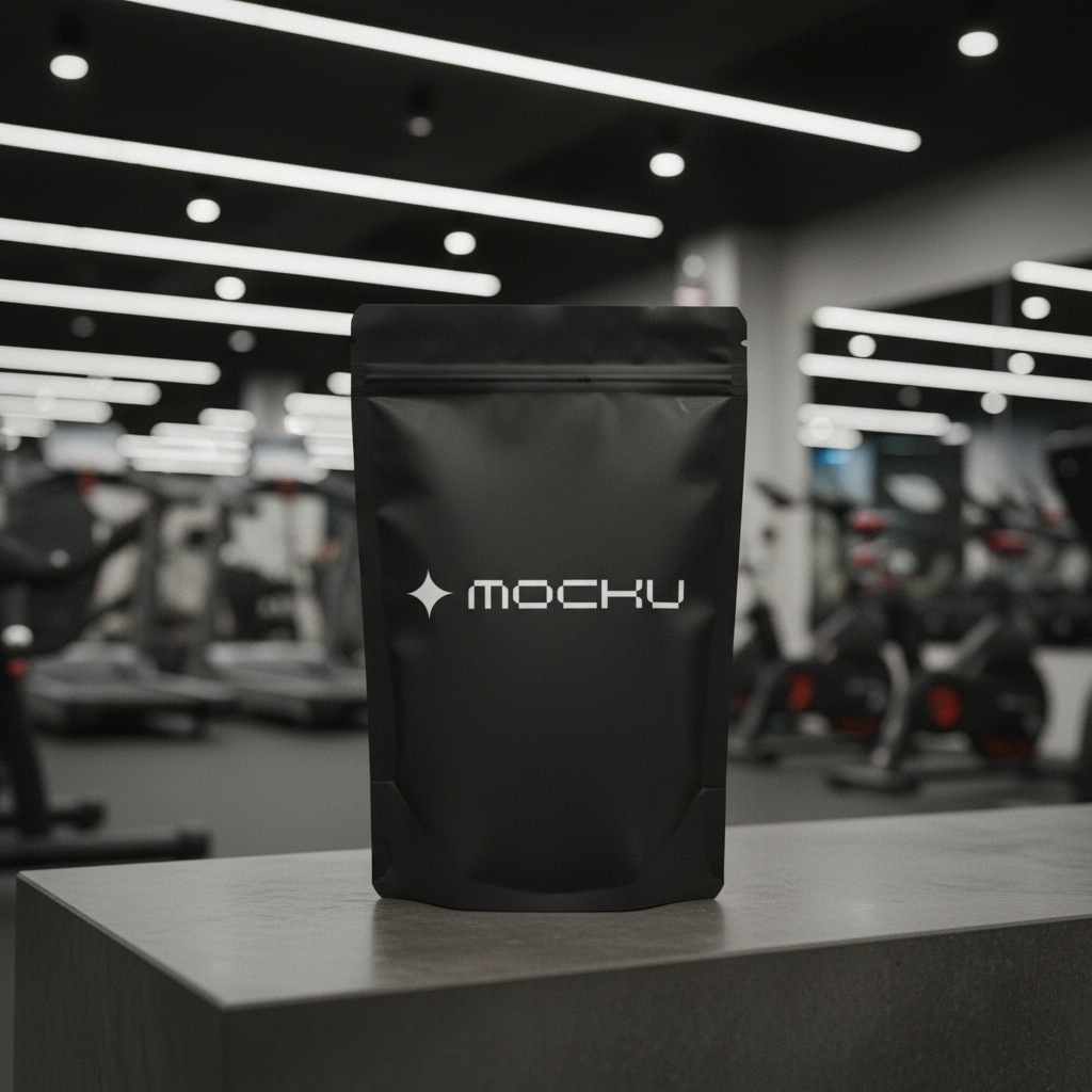 Protein Powder Pouch Minimal Light mockup