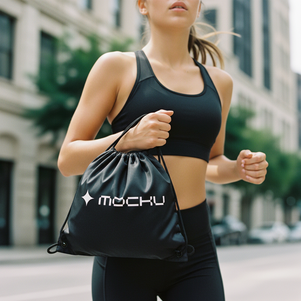Gym Drawstring Bag Minimal Light mockup