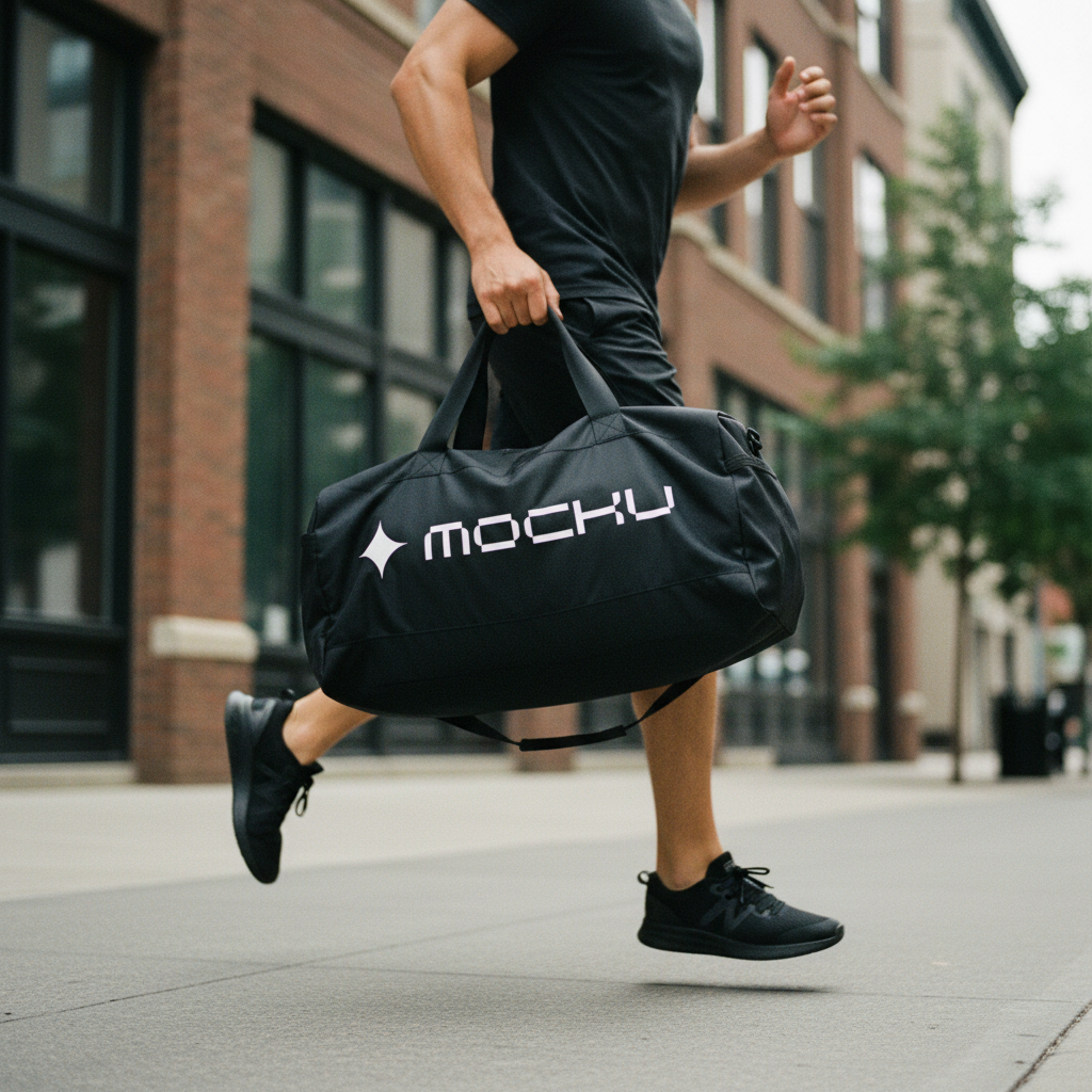 Large Sports Duffel Bag Minimal Light mockup