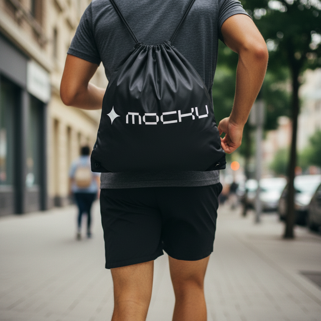 Gym Drawstring Bag Minimal Light mockup