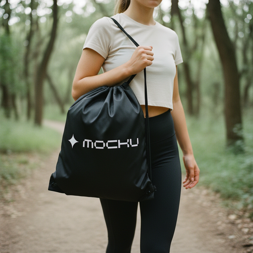 Gym Drawstring Bag Minimal Light mockup