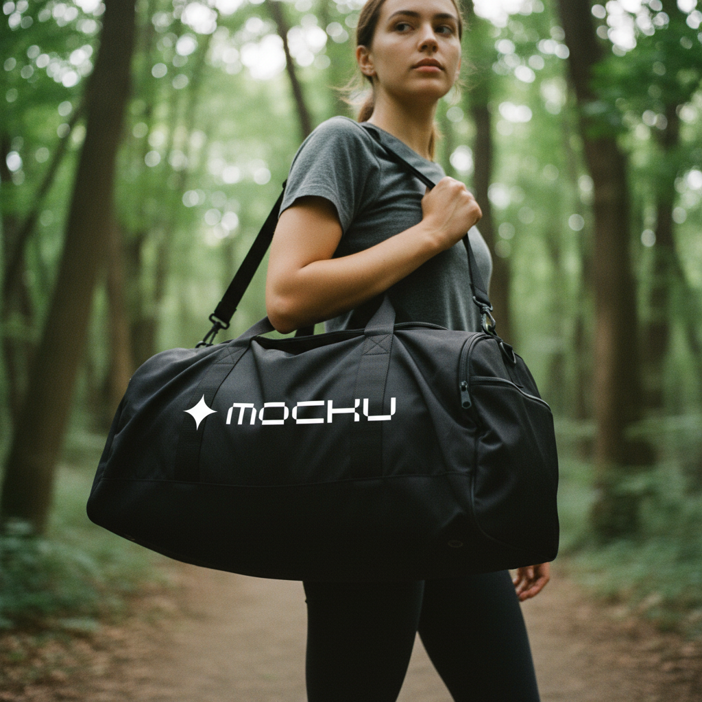 Large Sports Duffel Bag Minimal Light mockup