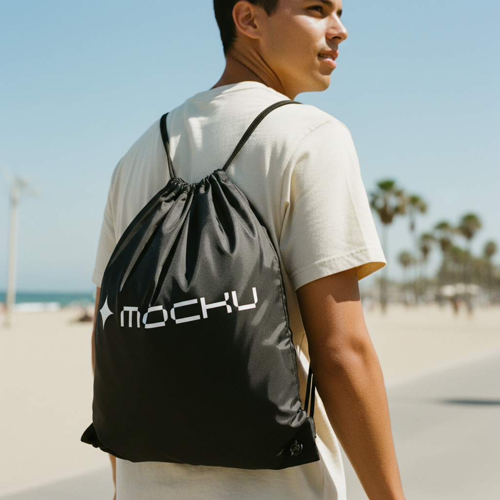 Gym Drawstring Bag Minimal Light mockup